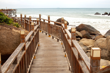 Wooden stairs along the sea coast