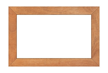 Brown wood frame isolated on white background. Object with clipping path