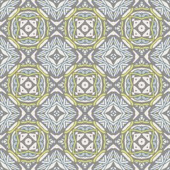 Cute geometric pattern seamless vintage tiles wallpaper background design