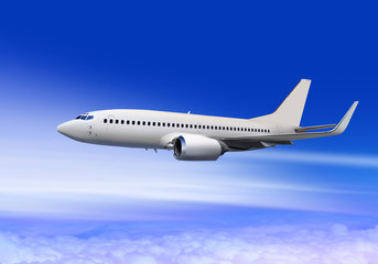 Fototapeta na wymiar passenger aircraft in cloud sky