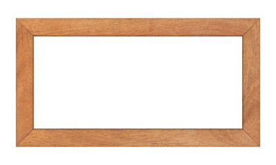 Brown wood frame isolated on white background. Object with clipping path