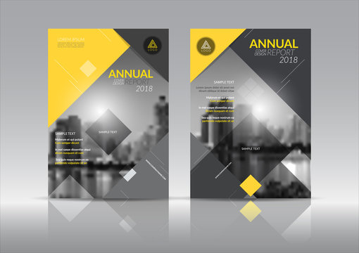 Cover Design template, annual report cover, flyer, presentation, brochure. Front page design layout template with bleed in A4 size. yellow gray colors with abstract background templates.