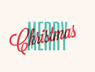 Merry Christmas lettering design. Vintage styled vector illustration.