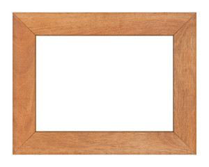 Brown wood frame isolated on white background. Object with clipping path