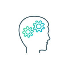Gears in head vector icon outline style