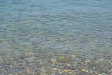 The incredible seascaping view of beach with blue sea in morocco in summer