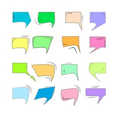 Comics for sound speech effect bubbles isolated on white background illustration. Colorful silhouette frame for inscriptions. Humorous bubbles comic set for cloud speech. Vector illustration