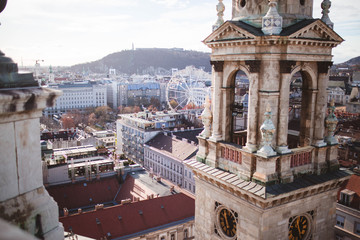 Elevated view of the city of Budapest from St. Stephen's Basilica, Hungary