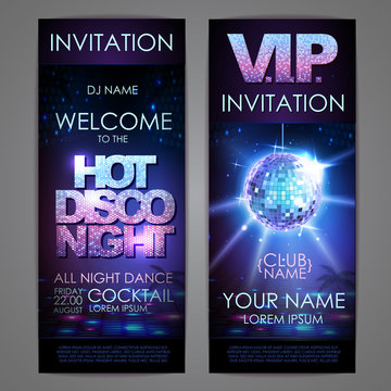 Set of disco background banners. Hot disco night poster