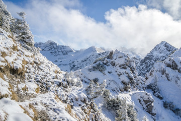 Fototapeta na wymiar Früher Winter in den Allgäuer Alpen 