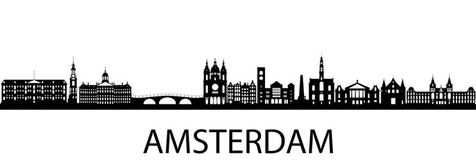 Amsterdam Silhouette - obrazy, fototapety, plakaty