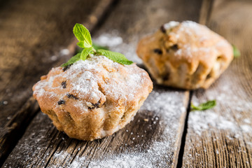 Homemade muffins with raisins