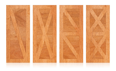 Collection of wooden doors isolated on white background. Object with clipping path