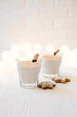 Christmas Milk Cocktail Eggnog with Spice and Gingerbread.