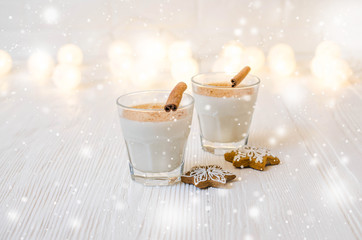 Christmas Milk Cocktail Eggnog with Spice and Gingerbread.