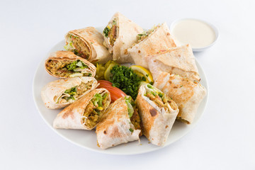 Arabic Falafel Shawerma Plate in Mediterranean Levantine  Cuisine