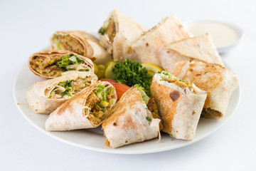 Arabic Falafel Shawerma Plate in Mediterranean Levantine  Cuisine