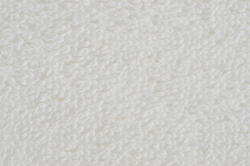 Texture of white terry cloth closeup shot