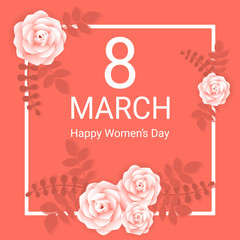 Greeting card to March 8 with flowers of roses. Happy Women's Day. Vector illustration.