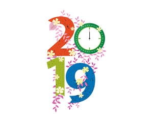 2019 Happy New Year creative design for your greetings card, flyers, invitation, posters, brochure, banners, calendar. Vector illustration eps 10