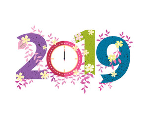 2019 Happy New Year creative design for your greetings card, flyers, invitation, posters, brochure, banners, calendar. Vector illustration eps 10