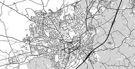 Urban vector city map of Lisburn, Ireland