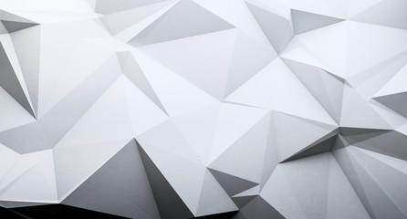 Abstract interior wall with triangle polygonal. 3D illustration