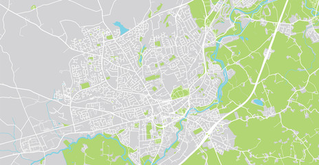 Urban vector city map of Lisburn, Ireland