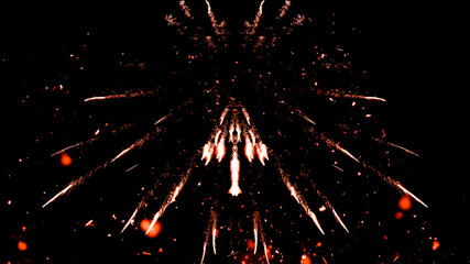 Fototapeta na wymiar Carnaval fireworks particles on isolated black background. 