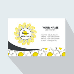 creative business card template with lemon  tea , vector illustration