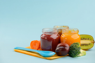 Assorted purees and fruits