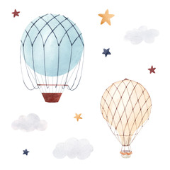 Watercolor air baloon illustration