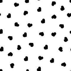 Seamless pattern for Valentine's Day. Cute hand drawn hearts on white background