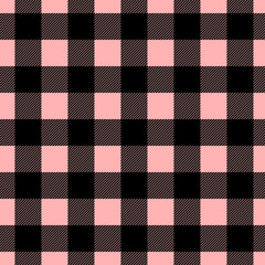 Seamless plaid, lumberjack, check pattern black and pink. Design for wallpaper, fabric, textile, wrapping. Simple background