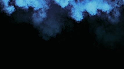 Abstract blue smoke steam moves on a black background . The concept of aromatherapy