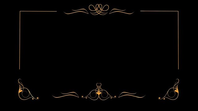 Golden Vintage Animated Frame with an alpha matte. Perfect for wedding, epic or retro movie