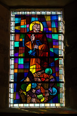 stained glass window in an old church