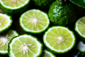 Fototapeta na wymiar sliced pieces of bergamot citrus fruit 
