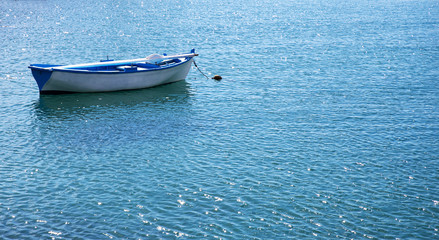 Traditional blue and white colour fishing boat