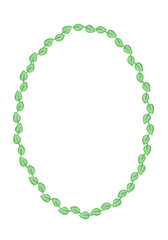 Oval wreath from watercolor hand drawn green leaves. Isolated on white background. Background can be changed