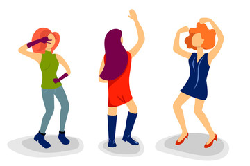 Dancing girl figure in flat style. People dance vector illustration on white background. Party dancer isolated.