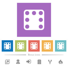 Domino seven flat white icons in square backgrounds