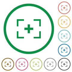 Camera crosshairs flat icons with outlines
