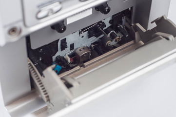 mechanism for reading music from the tape in the old tape recorder