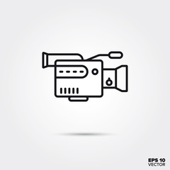 Video camera vector line icon