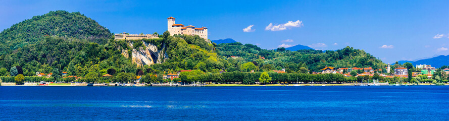 beautiful lakes of Italy - Scenic Lago Maggiore, view of Rocca di Angera