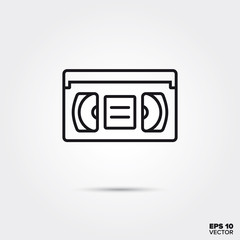 Video cassette vector line icon