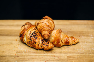 Fresh french croissant on the table
