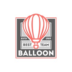 Balloon logo isolated label vector illustration. Balloon team symbol. Flying club logo. Premium logo.
