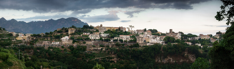 Fototapeta na wymiar Panoramic view of town on mountain
